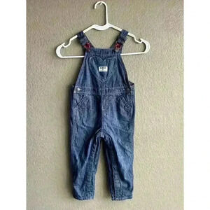 Oshkosh B’gosh Toddler Denim Bib Overalls Girls 24 Mos Heart Pocket Jeans